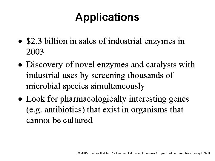 Applications · $2. 3 billion in sales of industrial enzymes in 2003 · Discovery