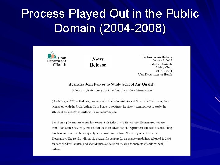 Process Played Out in the Public Domain (2004 -2008) 