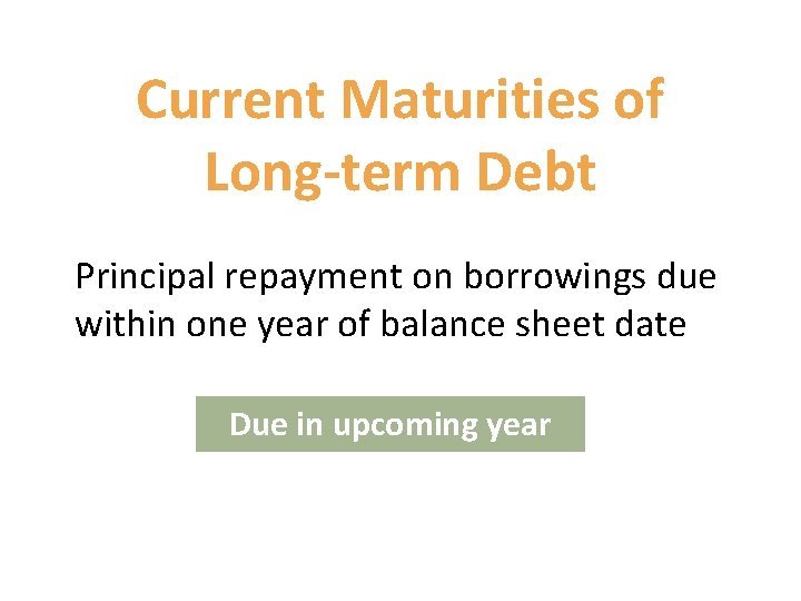 Current Maturities of Long-term Debt Principal repayment on borrowings due within one year of