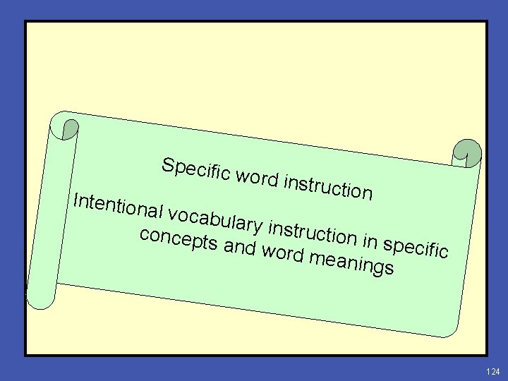 Specific Intention word ins truction al vocab ulary ins truction i concepts n specifi