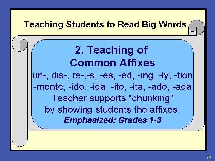Teaching Students to Read Big Words 2. Teaching of Common Affixes un-, dis-, re-,