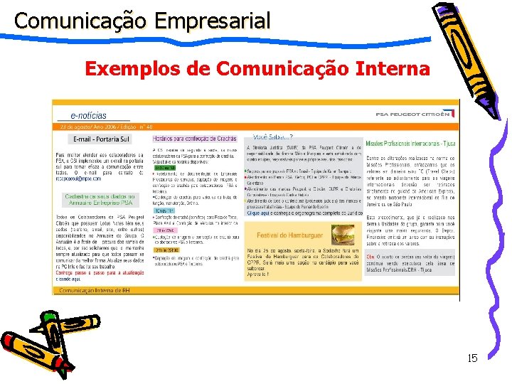 Comunicação Empresarial Exemplos de Comunicação Interna 15 