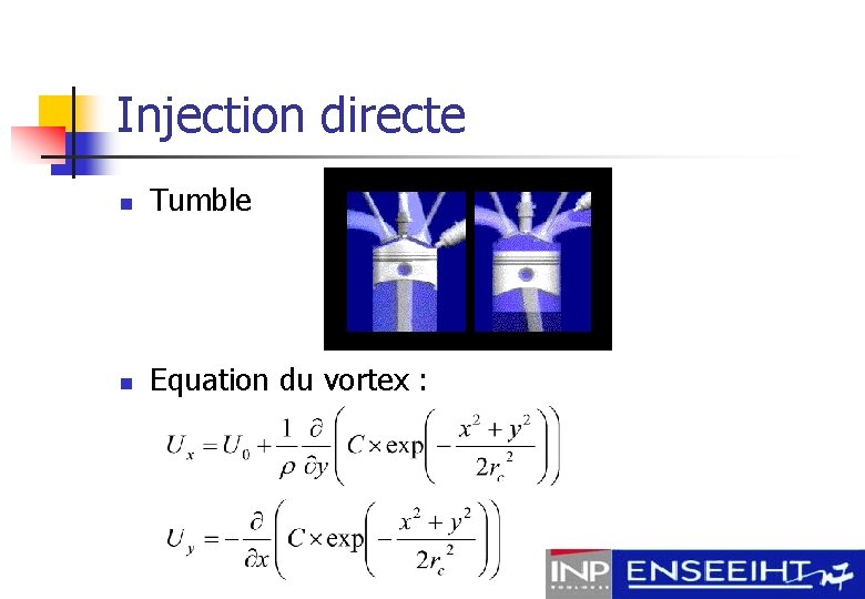 Injection directe n Tumble n Equation du vortex : 