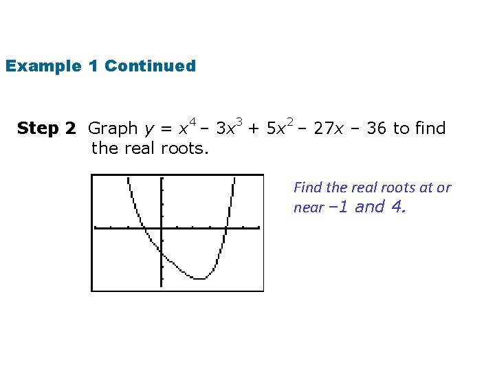 Example 1 Continued Step 2 Graph y = x 4 – 3 x 3