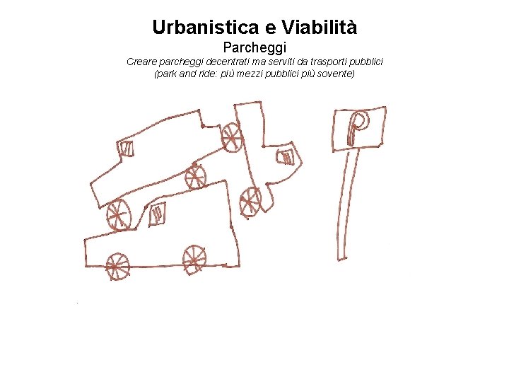 Urbanistica e Viabilità Parcheggi Creare parcheggi decentrati ma serviti da trasporti pubblici (park and