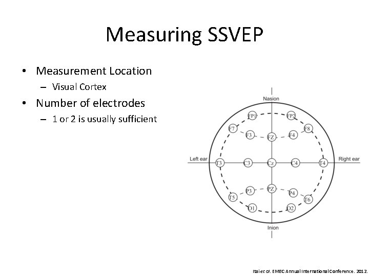 Measuring SSVEP • Measurement Location – Visual Cortex • Number of electrodes – 1