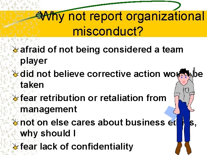 Why not report organizational misconduct? afraid of not being considered a team player did