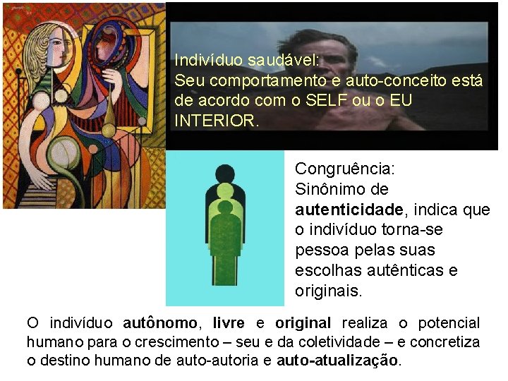 Indivíduo saudável: Seu comportamento e auto-conceito está de acordo com o SELF ou o