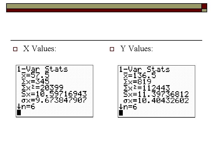 o X Values: o Y Values: 