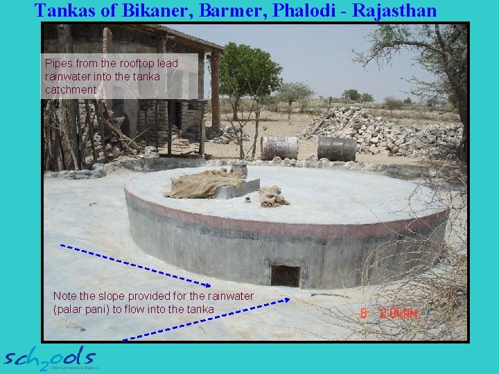 Tankas of Bikaner, Barmer, Phalodi - Rajasthan Pipes from the rooftop lead rainwater into