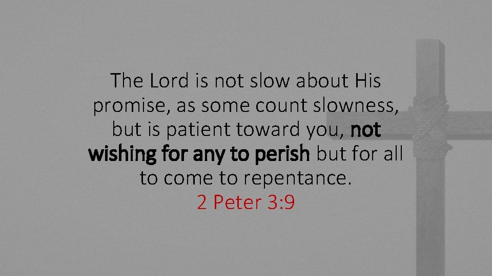 The Lord is not slow about His promise, as some count slowness, but is