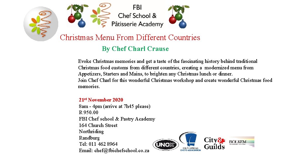 Christmas Menu From Different Countries By Chef Charl Crause Evoke Christmas memories and get