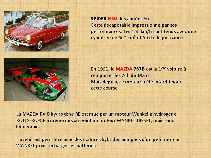 SPIDER NSU des années 60 Cette décapotable impressionne par ses performances. Les 150 km/h