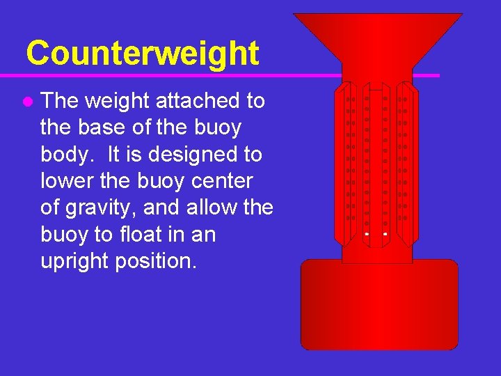 Counterweight l The weight attached to the base of the buoy body. It is Counterweight l The weight attached to the base of the buoy body. It is
