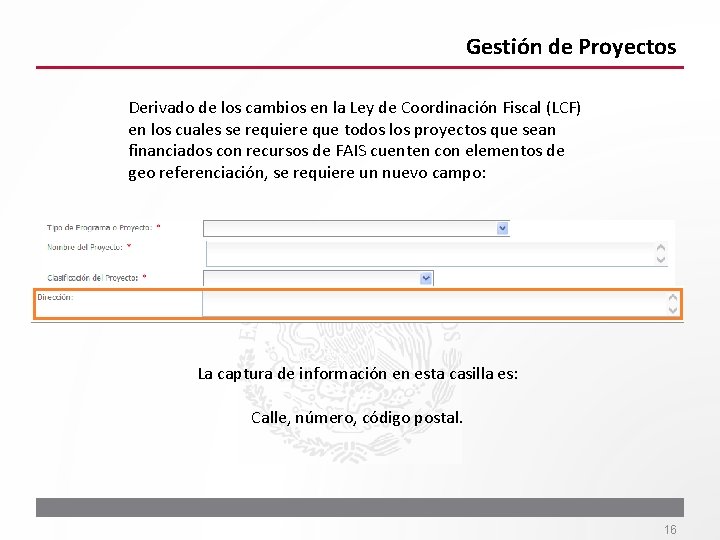 Gestión de Proyectos Derivado de los cambios en la Ley de Coordinación Fiscal (LCF)