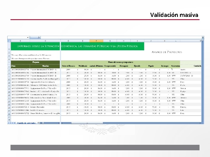 Validación masiva 