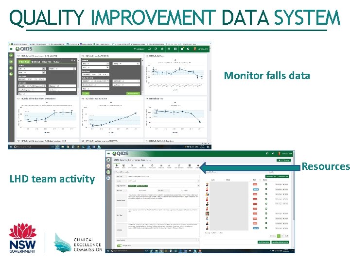 QUALITY IMPROVEMENT DATA SYSTEM Monitor falls data LHD team activity Resources 