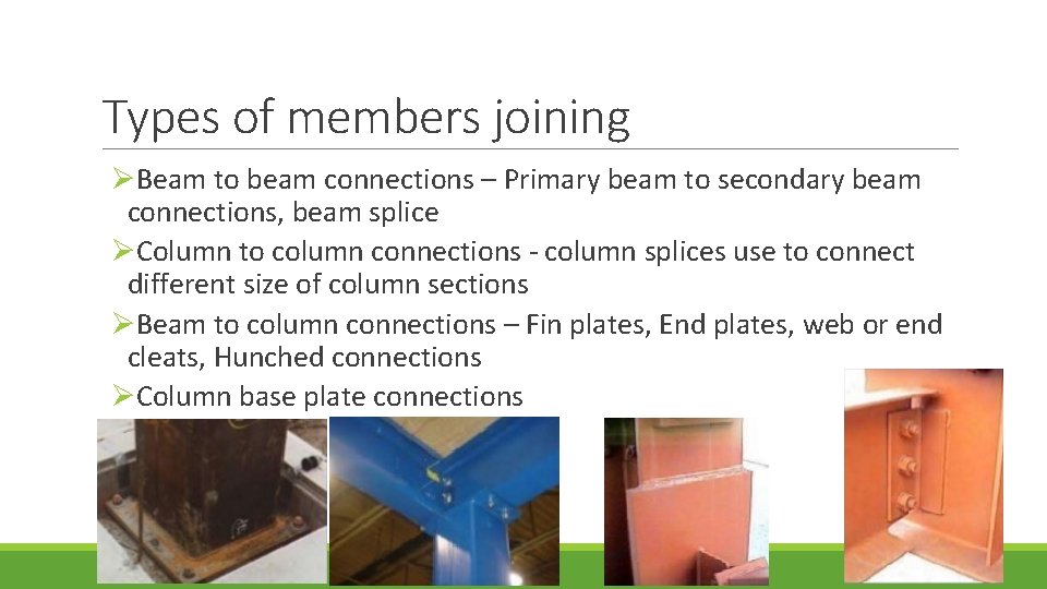 Types of members joining ØBeam to beam connections – Primary beam to secondary beam