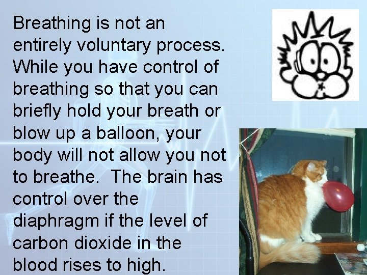 Breathing is not an entirely voluntary process. While you have control of breathing so Breathing is not an entirely voluntary process. While you have control of breathing so
