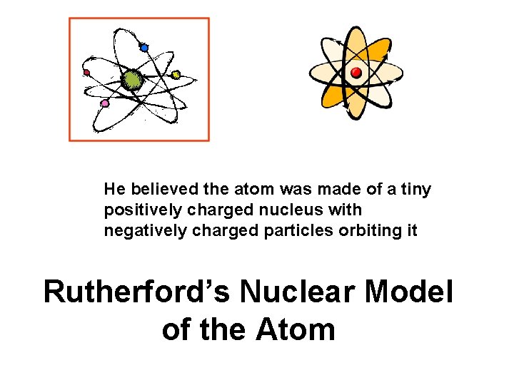 He believed the atom was made of a tiny positively charged nucleus with negatively