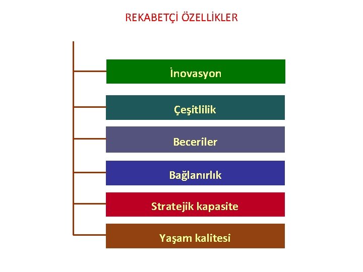 REKABETÇİ ÖZELLİKLER İnovasyon Çeşitlilik Beceriler Bağlanırlık Stratejik kapasite Yaşam kalitesi 