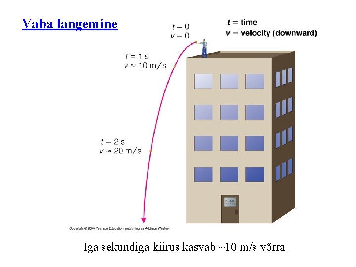 Vaba langemine Iga sekundiga kiirus kasvab ~10 m/s võrra 