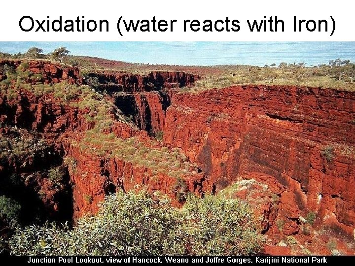 Oxidation (water reacts with Iron) 