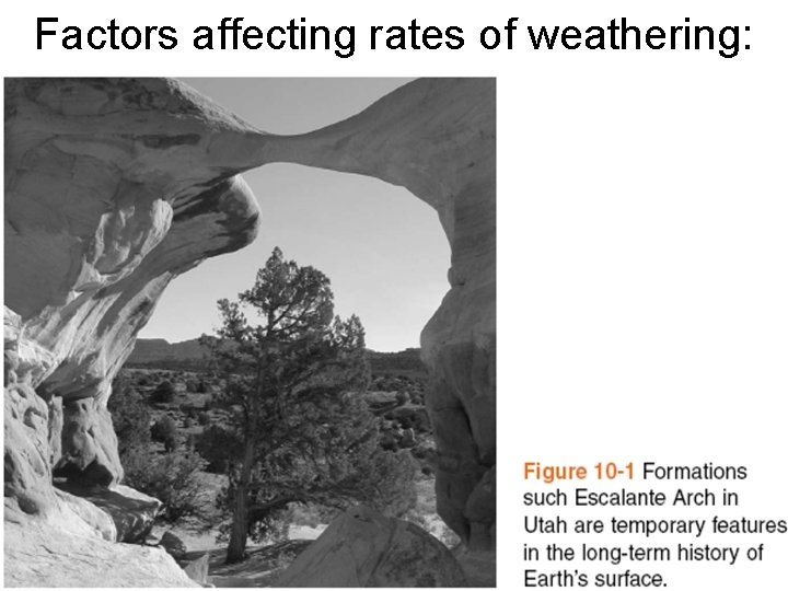 Factors affecting rates of weathering: 