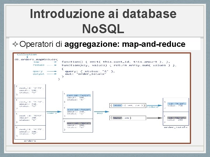 Introduzione ai database No. SQL ² Operatori di aggregazione: map-and-reduce 