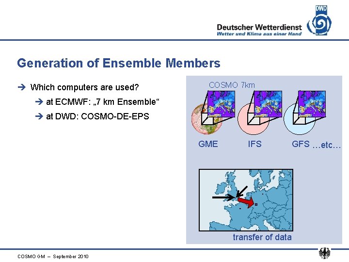 Generation of Ensemble Members è Which computers are used? COSMO 7 km è at