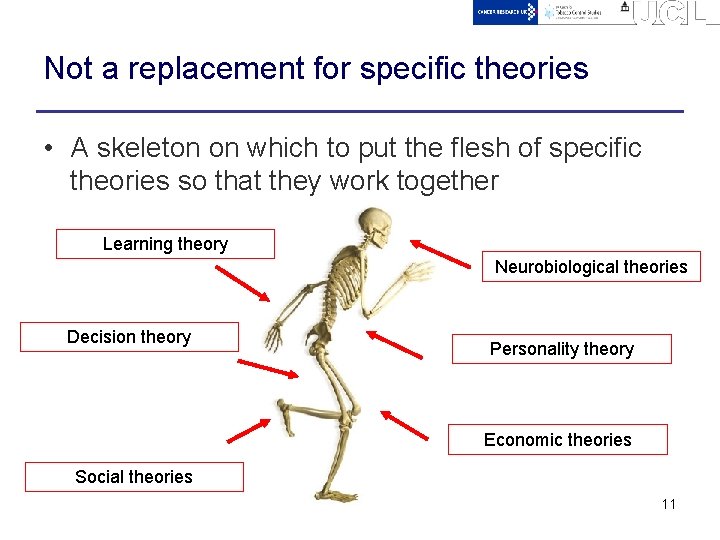 Not a replacement for specific theories • A skeleton on which to put the