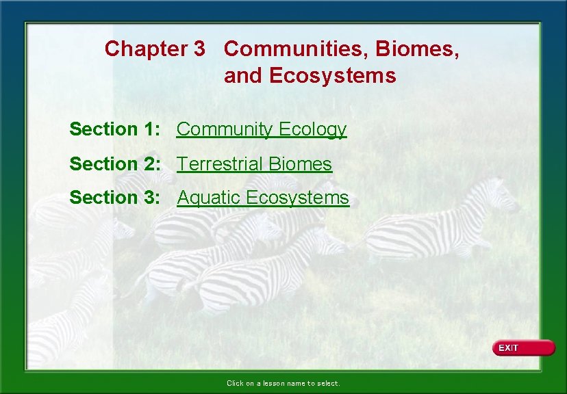 Chapter 3 Communities, Biomes, and Ecosystems Section 1: Community Ecology Section 2: Terrestrial Biomes