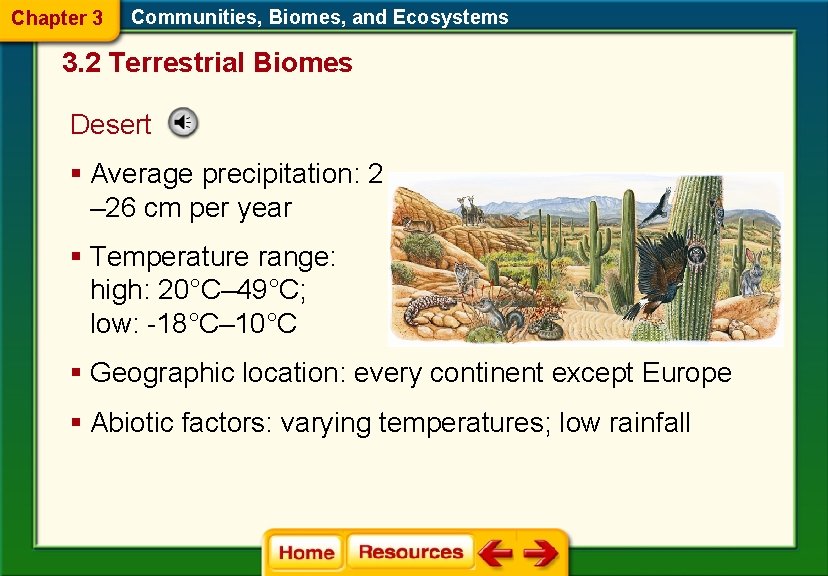 Chapter 3 Communities, Biomes, and Ecosystems 3. 2 Terrestrial Biomes Desert § Average precipitation: