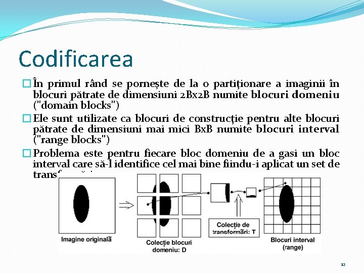 Codificarea �În primul rând se porneşte de la o partiţionare a imaginii în blocuri