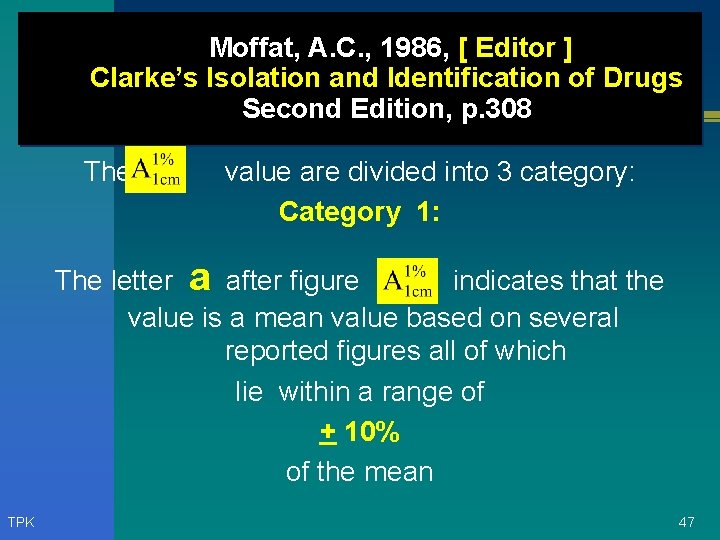 Moffat, A. C. , 1986, [ Editor ] Clarke’s Isolation and Identification of Drugs