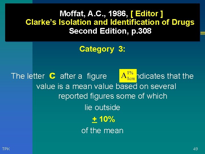 Moffat, A. C. , 1986, [ Editor ] Clarke’s Isolation and Identification of Drugs