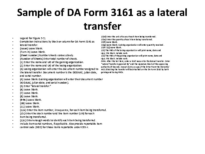 Sample of DA Form 3161 as a lateral transfer • • • • •