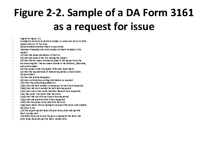 Figure 2 -2. Sample of a DA Form 3161 as a request for issue