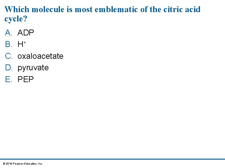 Which molecule is most emblematic of the citric acid cycle? A. B. C. D.