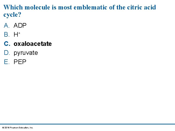 Which molecule is most emblematic of the citric acid cycle? A. B. C. D.