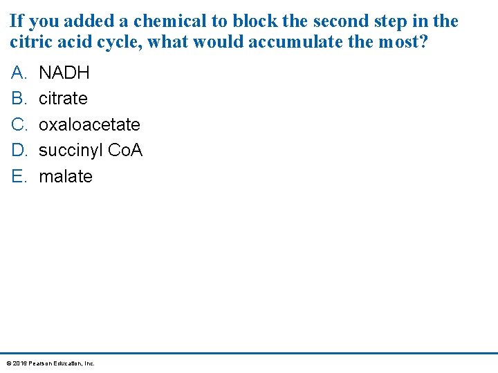 If you added a chemical to block the second step in the citric acid