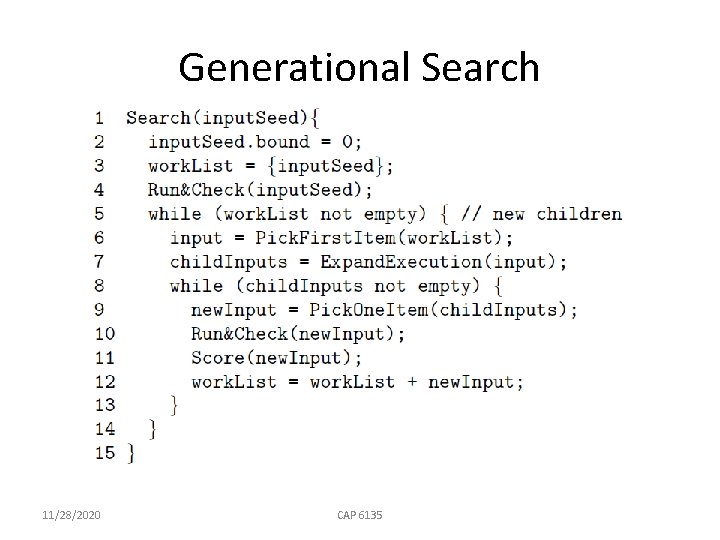 Generational Search 11/28/2020 CAP 6135 