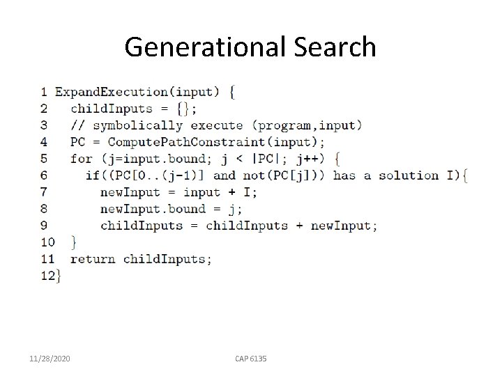Generational Search 11/28/2020 CAP 6135 