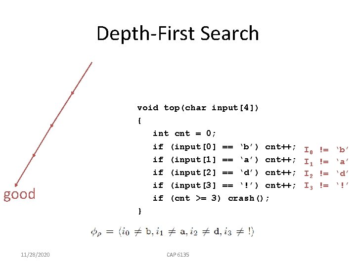 Depth-First Search good 11/28/2020 void top(char input[4]) { int cnt = 0; if (input[0]