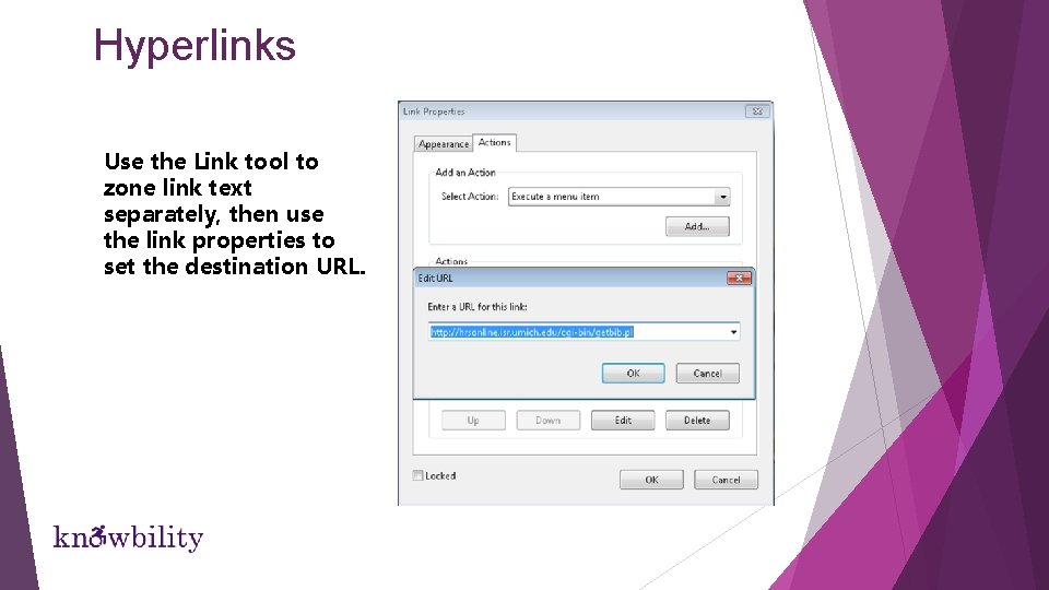 Hyperlinks Use the Link tool to zone link text separately, then use the link Hyperlinks Use the Link tool to zone link text separately, then use the link