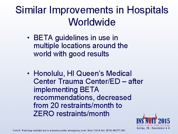 Similar Improvements in Hospitals Worldwide • BETA guidelines in use in multiple locations around