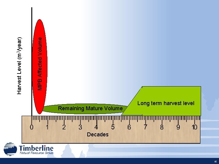 Harvest Level (m 3/year) MPB Affected Volume Remaining Mature Volume Long term harvest level