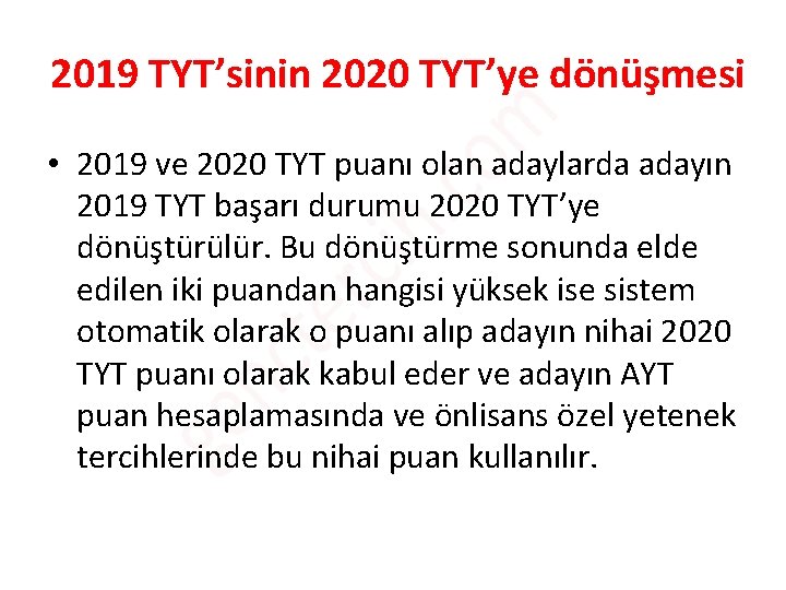 2019 TYT’sinin 2020 TYT’ye dönüşmesi • 2019 ve 2020 TYT puanı olan adaylarda adayın 2019 TYT’sinin 2020 TYT’ye dönüşmesi • 2019 ve 2020 TYT puanı olan adaylarda adayın
