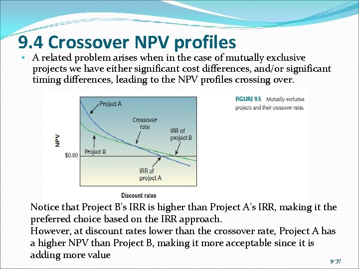 9. 4 Crossover NPV profiles • A related problem arises when in the case
