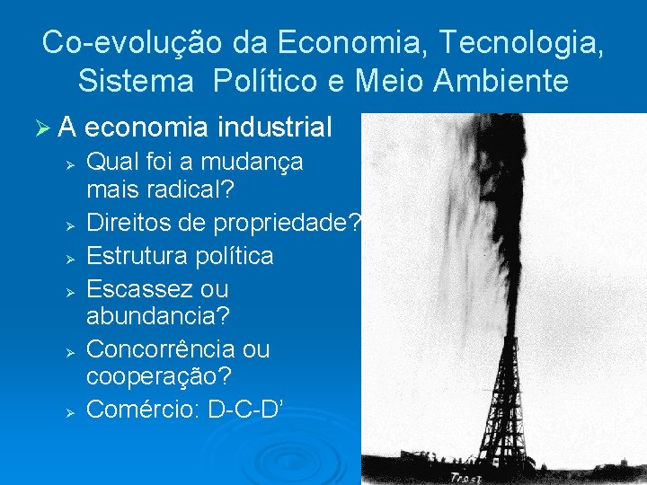 Co-evolução da Economia, Tecnologia, Sistema Político e Meio Ambiente A economia industrial Qual foi